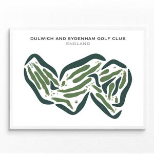 Club de golf de Dulwich & Sydenham, Angleterre | Carte du parcours de golf, carte du golf, cadeau golfeur pour lui, carte de pointage, cadeau petit ami golfeur, impression d'art sans cadre