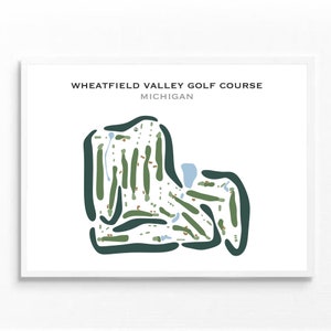 Wheatfield Valley-golfbaan, Michigan | Kaart golfbaan, decor, golfer cadeau voor hem, scorekaartlay-out, cadeau golfer vriendje, kunstdruk INGELIJST