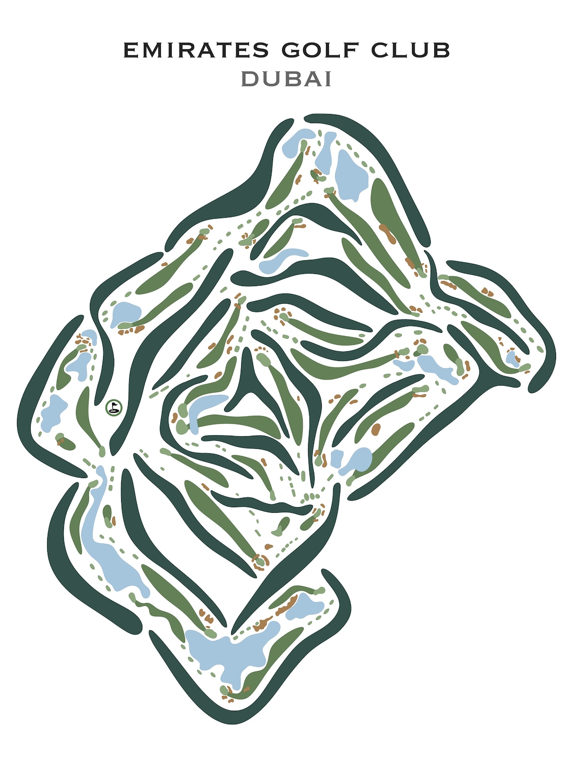 Emirates Golf Club Dubai Golf Course Map Golf Theme Etsy