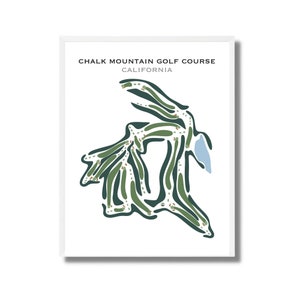Campo de golf Chalk Mountain, CA / Mapa del campo de golf, mapa de golf, regalo de golfista para él, diseño de tarjeta de puntuación, regalo de novio golfista, impresión artística SIN MARCO