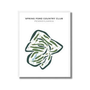 Spring Ford Country Club, Pennsylvanie | Carte du parcours de golf, carte du golf, cadeau golfeur pour lui, mise en page de la carte de score, cadeau petit ami golfeur, impression d'art sans cadre