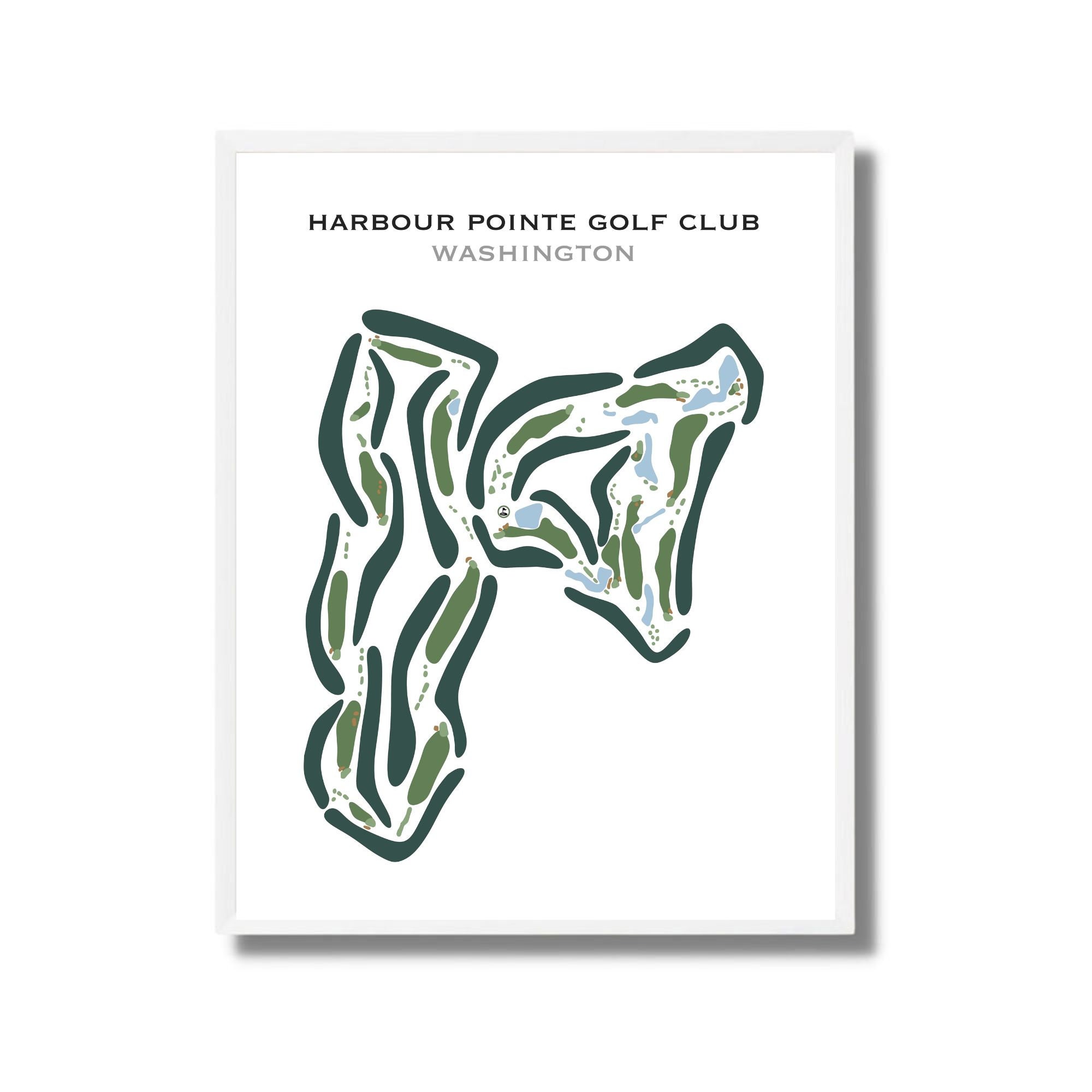 Harbour Pointe Golf Club, WA Golf Course Map, Home Decor, Golfer Gift