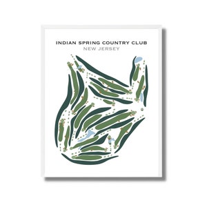Country Club de printemps indien, New Jersey | Carte du terrain de golf, carte du golf, cadeau golfeur pour lui, mise en page de la carte de pointage, cadeau petit ami golfeur, impression d'art sans cadre