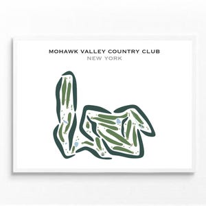 Mohawk Valley Country Club, NY | Golfbaankaart, golfkaart, golfer cadeau voor hem, scorecardlay-out, cadeau golfer vriendje, kunstprint INGELIJSTE