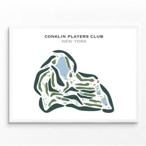 Club des joueurs de Conklin, État de New York | Carte du parcours de golf, carte du golf, cadeau golfeur pour lui, mise en page de la carte de score, cadeau petit ami golfeur, impression d'art sans cadre