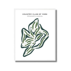 Country Club of York, PA | Golf Course Map, Golf Map, Golfer Gift For Him, Scorecard Layout, Golfer Boyfriend Gift, Art Print Decor