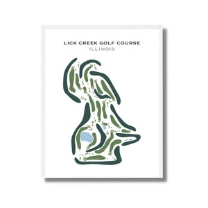 Campo de golf Lick Creek, IL / Mapa del campo de golf, Mapa de golf, Regalo de golfista para él, Diseño de tarjeta de puntuación, Regalo para novio golfista, Impresión artística SIN MARCO