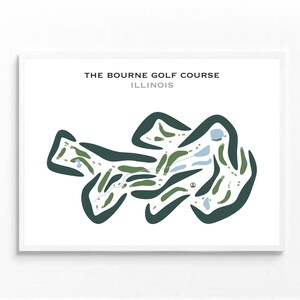 Parcours de golf de Bourne, Illinois | Carte du parcours de golf, décoration d'intérieur, carte du golf, cadeau golfeur pour lui, carte de pointage, cadeau petit ami golfeur, impression d'art sans cadre