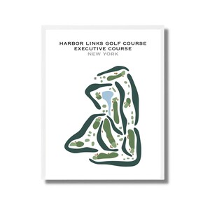 Parcours de golf Harbour Links - Parcours exécutif, NY | Carte du parcours de golf, carte du golf, cadeau golfeur pour lui, cadeau petit ami golfeur, impression d'art sans cadre