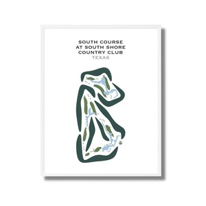 Südkurs im South Shore Hafen Country Club, Tex | Kunstdruck, Karte, Golf Karte, Golf Karte, Geschenk für Ihn, Golfspieler Freund Geschenk, Karte UNGERAHMT