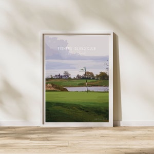 Fischers Island Club, New York | Signature Hole Golf Poster, Für Ihn, Golf-Dekor, Sportgeschenk für Papa, Golf-Liebhaber-Geschenk, Jubiläums-Golfgeschenk
