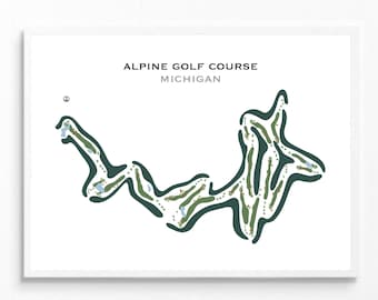 Alpine Golf Course, Michigan | Golf Course Map, Golf Map, Golfer Gift For Him, Scorecard Layout, Golfer Boyfriend Gift, Art Print Decor
