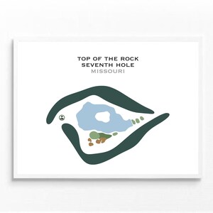 Parcours de golf Top of the Rock - Trou 7, MO | Carte du terrain de golf, carte du golf, cadeau golfeur pour lui, cadeau petit ami golfeur, impression d'art sans cadre