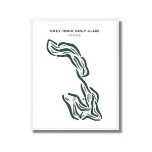 Impressions de clubs de golf - Carte du parcours de golf de Gray Rock au Texas | Impressions de golf pour golf Mape | Art de golf sans cadre à l'aquarelle | Cadeau amateur de golf pour amis