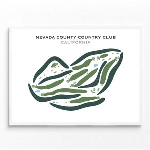 Country Club du comté de Nevada, Californie | Carte du terrain de golf, carte du golf, cadeau golfeur pour lui, mise en page de la carte de pointage, cadeau petit ami golfeur, impression d'art sans cadre