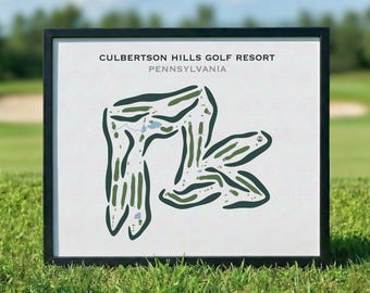 Culbertson Hills Golf Resort, PA Golf Course Map Wall Art, Golfer Gift For Him, Scorecard Layout, Golfer Boyfriend Gift,Art Print Decor