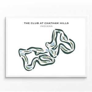 The Club in Chatham Hills, Indiana, golfkaart, verjaardagscadeau vader, verjaardagscadeau voor hem, golfliefhebber | Minimalistische kunstdruk INGELIJSTE