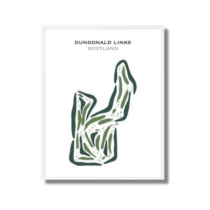 Dundonald Links, Écosse | Carte du parcours de golf, décoration, cadeau golfeur pour lui, mise en page de la carte de score, cadeau petit ami golfeur, impression d'art sans cadre