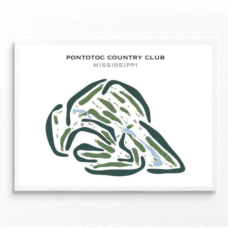 Pontotoc Country Club, MS Golf Course Map, Home Decor, Golfer Gift for