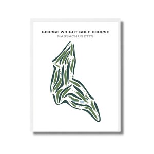 George Wright-golfbaan, Massachusetts | Golfbaankaart, golfkaart, golfer cadeau voor hem, scorecardlay-out, cadeau golfer vriendje, kunstprint INGELIJST