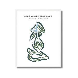 Sage Valley Golf Club, SC | Golfbaankaart, golfkaart, golfer cadeau voor hem, scorecardlay-out, cadeau golfer vriendje, kunstdruk INGELIJST