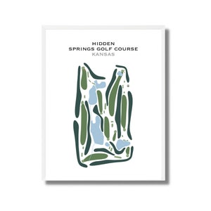 Parcours de golf de Hidden Springs, KS | Carte du parcours de golf, carte du golf, cadeau golfeur pour lui, mise en page de la carte de score, cadeau petit ami golfeur, impression d'art sans cadre