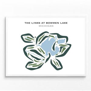 The Links at Bowmen Lake, Michigan, impression de parcours de golf, cadeaux de golf pour hommes, décoration de golf, impression de carte de golf, cadeau pour mari golfeur, sans cadre