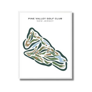 Pine Valley Country Club, Navyblauer Golf Platz | Golf Platz Karte Wohnkultur, Golfer Geschenk für Ihn Sie, Golfer Liebhaber Geschenk, gerahmt & Leinwand Kunst