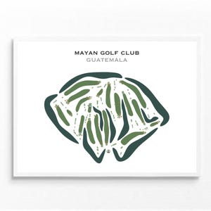 Club de golf Maya, Guatemala | Carte du parcours de golf, carte du golf, cadeau golfeur pour lui, mise en page de la carte de score, cadeau petit ami golfeur, impression d'art sans cadre