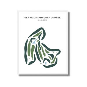 Campo de golf Sea Mountain, Alaska / Mapa del campo de golf, Mapa de golf, Regalo para golfista, Diseño de tarjeta de puntuación, Regalo para novio golfista, Lámina artística sin marco