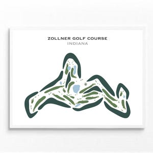Parcours de golf de Zollner, Indiana | Carte du parcours de golf, carte du golf, cadeau golfeur pour lui, mise en page de la carte de score, cadeau petit ami golfeur, impression d'art sans cadre
