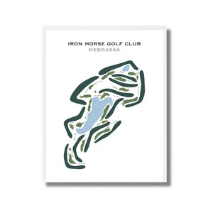 Iron Horse Golf Club, NE | Golfbaankaart, golfkaart, golfer cadeau voor hem, scorecardlay-out, cadeau golfer vriendje, kunstdruk INGELIJST