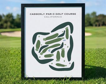 Casserly Par-3 Golf Course, CA | Golf Course Map, Golf Map, Golfer Gift For Him, Scorecard Layout, Golfer Boyfriend Gift, Art Print Decor