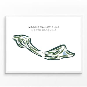 Maggie Valley Club, NC | Golfbaankaart, golfkaart, golfer cadeau voor hem, scorecardlay-out, cadeau golfer vriendje, kunstdruk INGELIJST