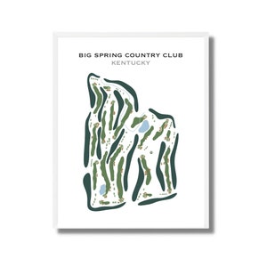 Country Club de Big Spring, Kentucky | Carte du parcours de golf, carte du golf, cadeau golfeur pour lui, mise en page de la carte de score, cadeau petit ami golfeur, impression d'art sans cadre