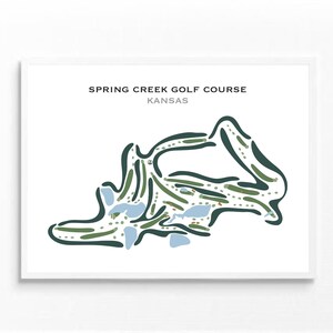 Parcours de golf de Spring Creek, KS | Carte du parcours de golf, carte du golf, cadeau golfeur pour lui, mise en page de la carte de score, cadeau petit ami golfeur, impression d'art sans cadre