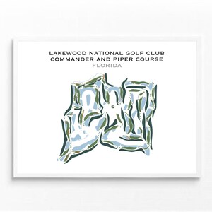 Lakewood National Golf Club Commander and Piper Course, FL | Golf Course Map, Home Decor, Scorecard Layout, Golfer Gift, Art Print UNFRAMED