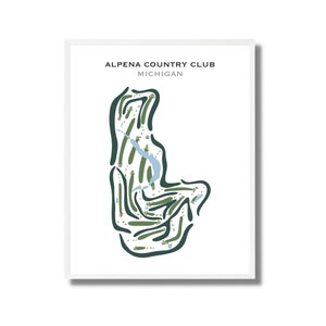 Alpena Golf Country Club, MI | Golf Platz Karte, Golf Geschenke für Papa, Golfer Dekor, Golf Wandkunst | Aquarell Style Kunstdruck Kein gerahmt
