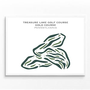 Parcours de golf de Treasure Lake - Parcours d'or, Pennsylvanie | Carte du parcours de golf, carte du golf, cadeau de golfeur pour lui, mise en page de la carte de score, cadeau petit ami golfeur