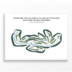 Singing Hills Golf Club en Sycuan (Willow Glen), CA / Mapa del campo de golf, Mapa de golf, Regalo de golfista para él, Diseño de tarjeta de puntuación, Regalo de novio golfista