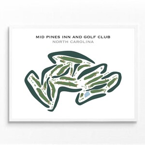 Mid Pines Inn and Golf Club, NC / Mapa del campo de golf, decoración, regalo de golfista para él, diseño de tarjeta de puntuación, regalo de novio golfista, impresión artística SIN MARCO