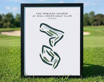 El campo de golf Springs Course en Mill Creek Golf Club, TX / Mapa del campo de golf, Mapa de golf, Regalo para golfista, Tarjeta de puntuación, Regalo para golfista, Decoración con lámina artística