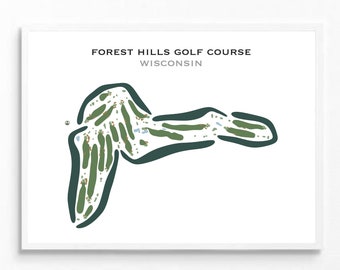 Forest Hills Golf Course, Wisconsin, Golf Course Map, Golf Art for Wall, Gifts for a Golfer, Gift for Him, Scorecard Layout, Decor