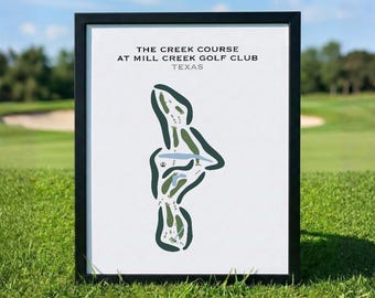El campo de golf The Mill Course en Mill Creek Golf Club, TX / Mapa del campo de golf, Mapa de golf, Regalo para golfistas, Diseño de tarjeta de puntuación, Regalo para golfistas, Decoración con lámina artística