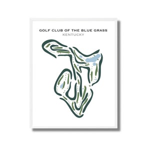 Club de golf de The Blue Grass, KY / Mapa del campo de golf, mapa de golf, regalo de golfista para él, diseño de tarjeta de puntuación, regalo de novio golfista, impresión artística SIN MARCO
