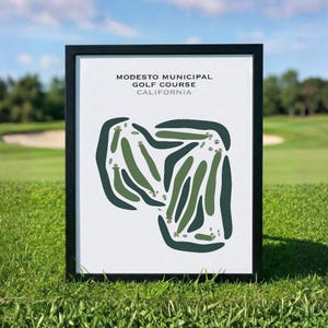 Modesto Municipal Golf Course, CA | Golf Course Map, Golf Map, Golfer Gift For Him, Scorecard Layout, Golfer Boyfriend Gift, Art Print Decor