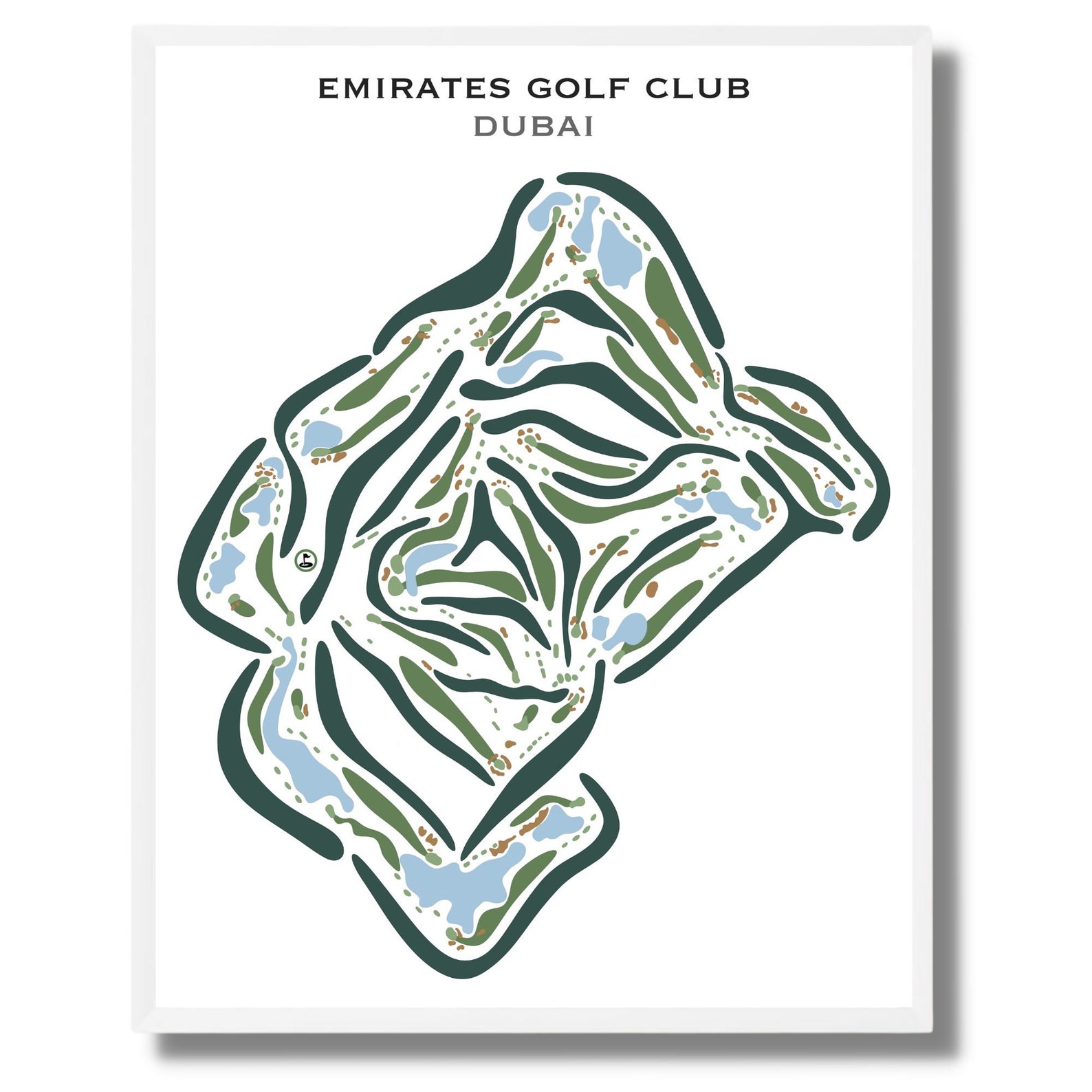 Emirates Golf Club Dubai Golf Course Map Golf Theme Etsy