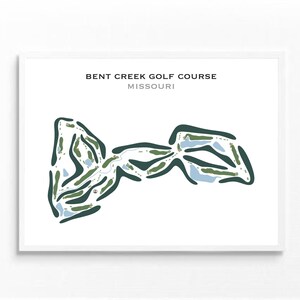 Campo de golf Bent Creek, MO / Mapa del campo de golf, Mapa de golf, Regalo de golfista para él, Diseño de tarjeta de puntuación, Regalo para novio golfista, Impresión artística SIN MARCO