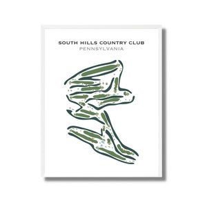Golf Club Prints- South Hills Country Club Pennsylvania Golf Course Map | Watercolor Golf Course Design Artwork | Golf Course Layout Print