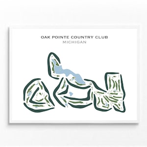 Oak Pointe Country Club, MI / Mapa del campo de golf, mapa de golf, regalo de golfista para él, diseño de tarjeta de puntuación, regalo de novio golfista, impresión artística SIN MARCO